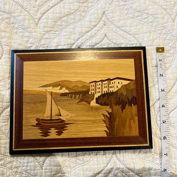 Italian Wooden Plaque Sailboat Ocean Scene - Picture 9 of 10